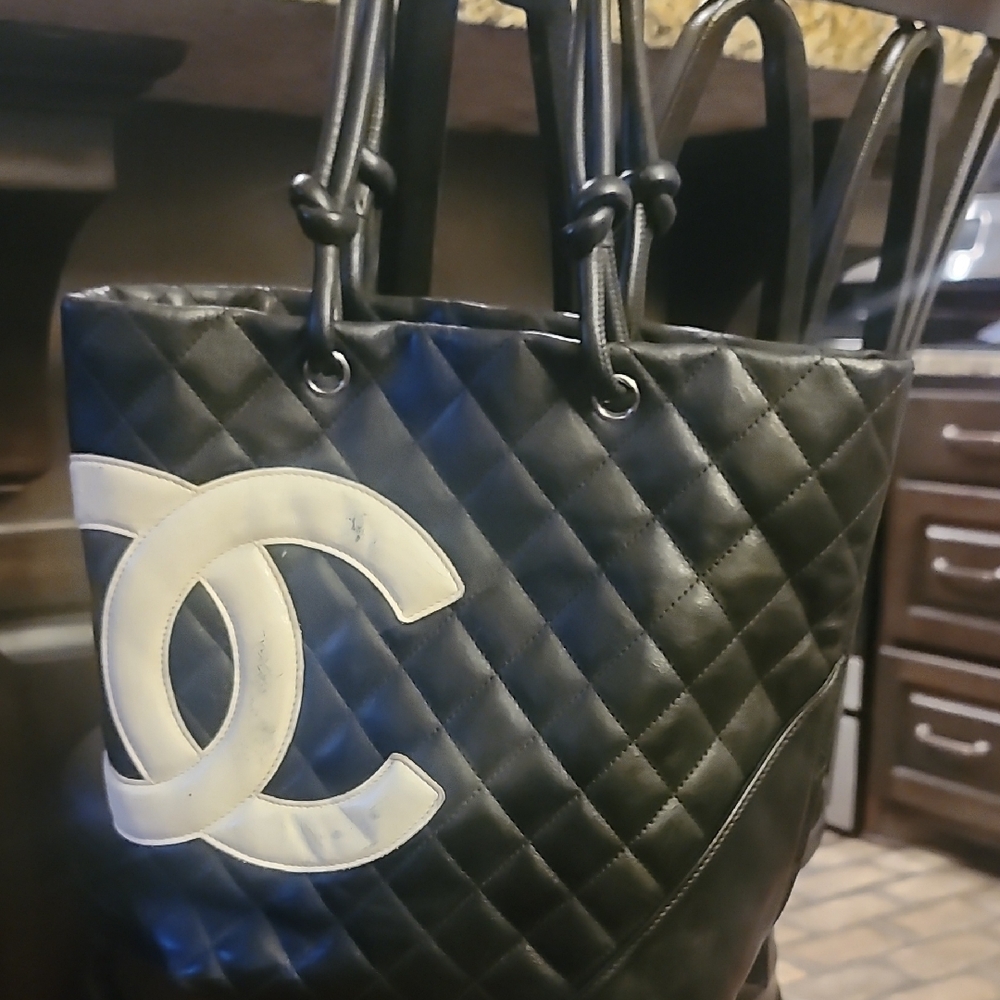 CHANEL Chic Black and White Quilted Tote Bag